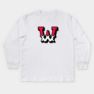 Monogram W - Alphabet Scrapbooking Red/White Circus Style Kids Long Sleeve T-Shirt